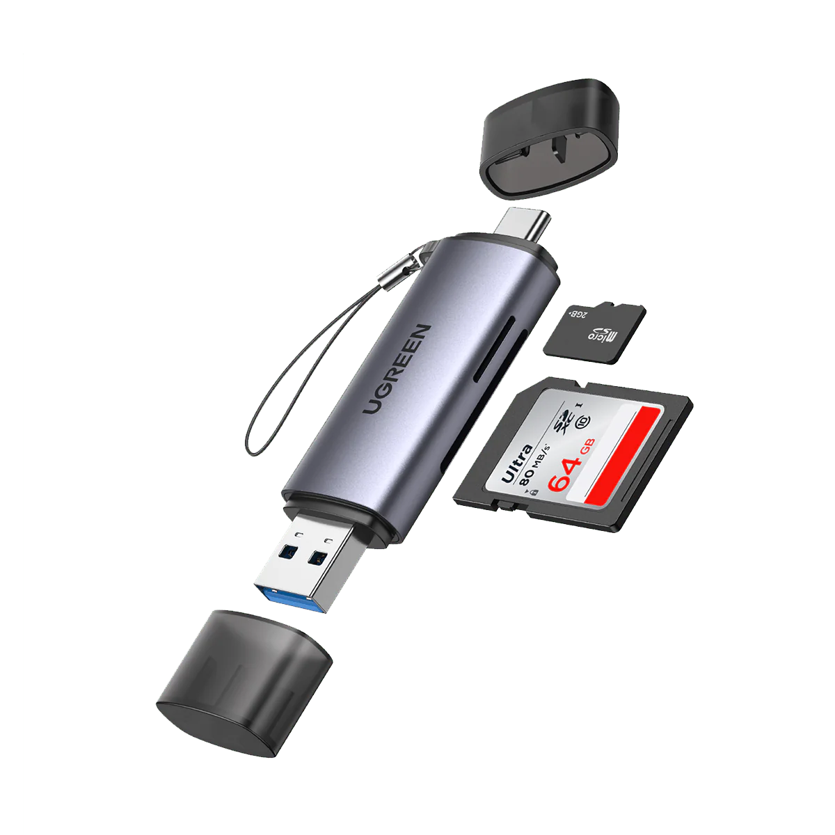 LECTOR DE TARJETAS 2 EN 1 CM185 SD/TF USB-C Y USB