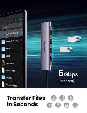 HUB CM511 USB-C CON 3 PUERTOS 6 EN UNO 4K 30HZ