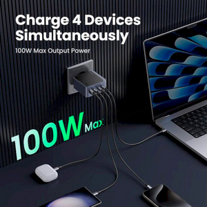 CARGADOR DE PARED X565 100W 3 PUERTOS USB-C Y 1 PUERTO USB-A DE CARGA RAPIDA
